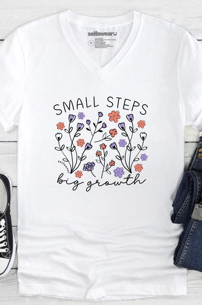 Small Steps V-Neck T-Shirt White V-Necks Selfawear 