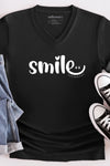 Smile V-Neck T-Shirt Black