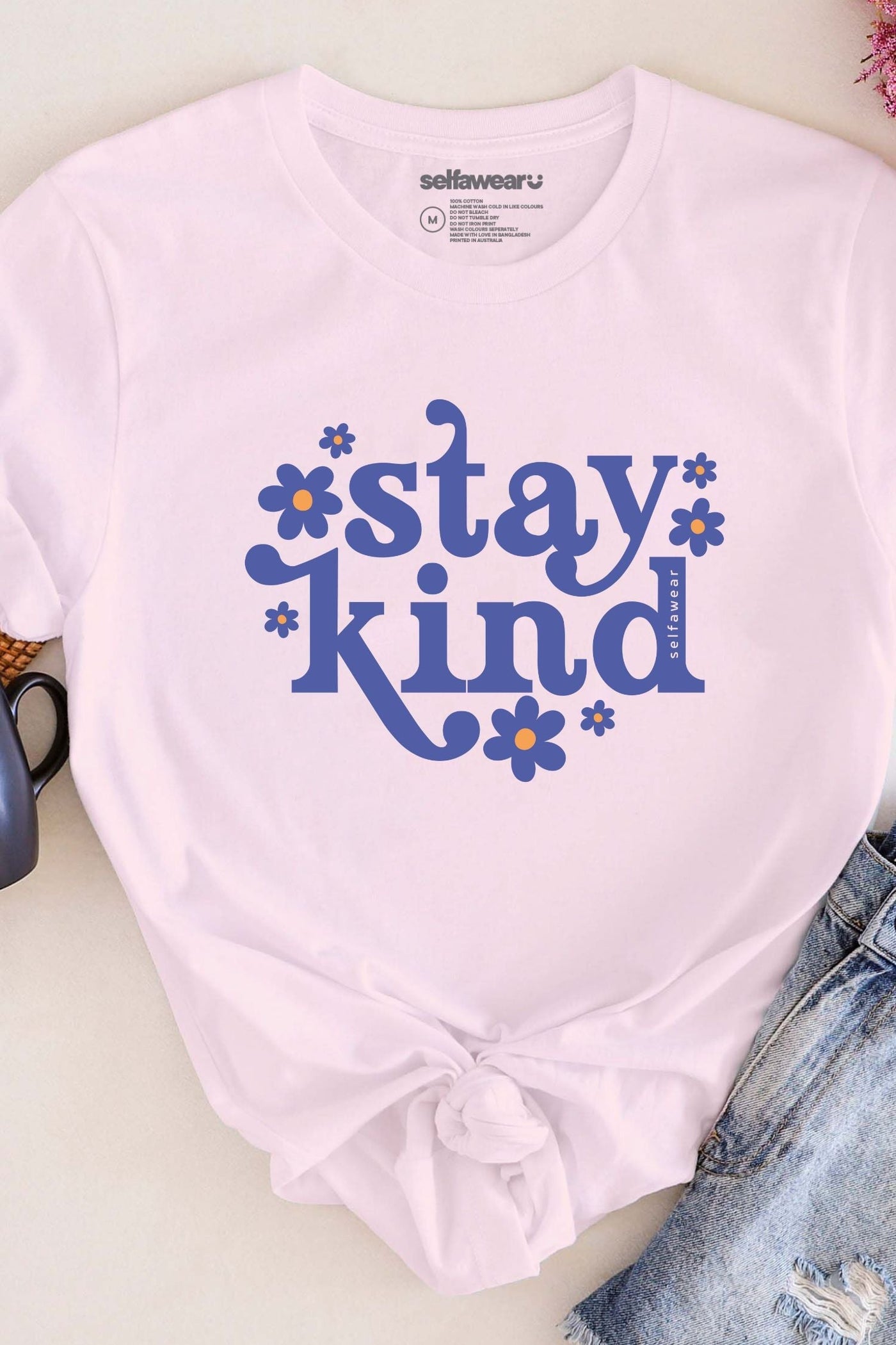 Stay Kind T-Shirt Pale Pink Shirts Selfawear 