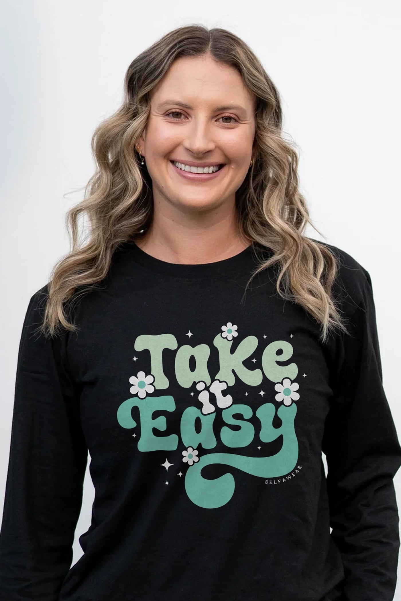 Take it Easy Long Sleeve T-Shirt Black Shirts Selfawear 
