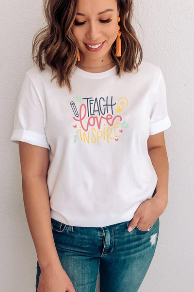 Teach Love Inspire T-Shirt White Shirts Selfawear 