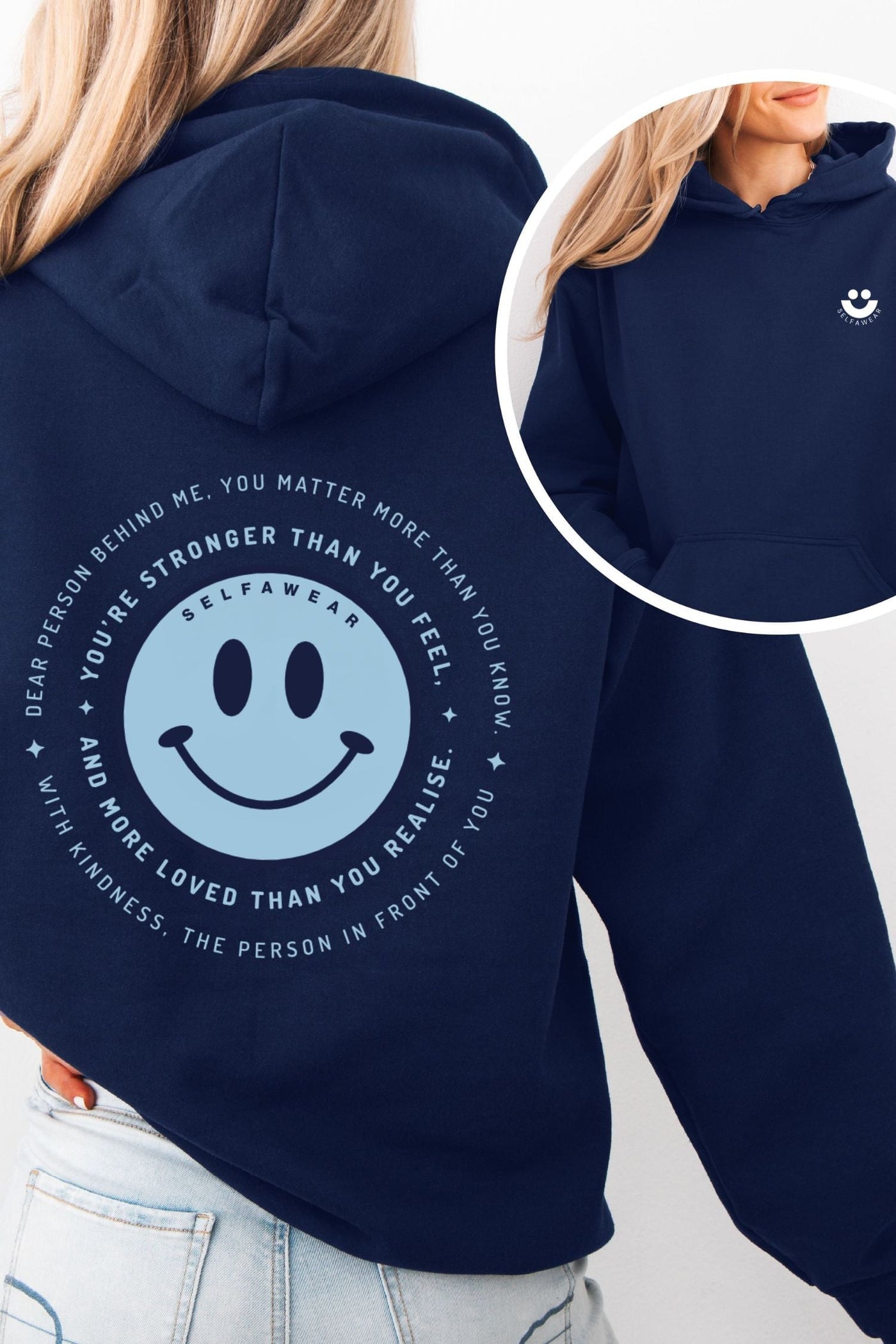 The World is Better Hoodie Navy Hoodie Selfawear 