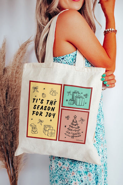 "T'is The Season for Joy" - Tote Bag Natural Tote Bag Selfawear 