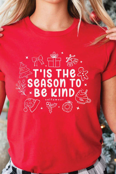 T'is the Season To Be Kind T-Shirt Red Shirts Selfawear 