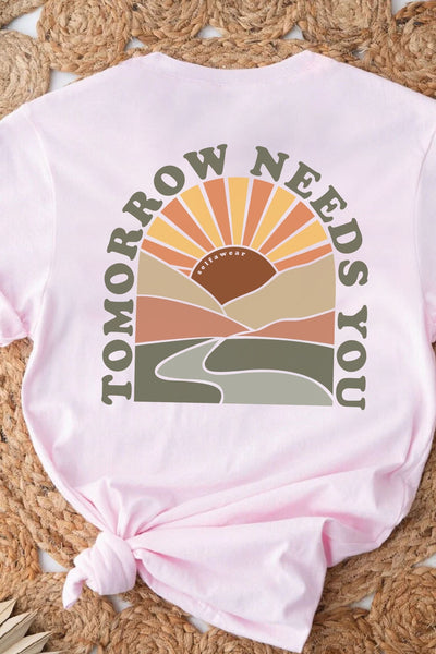 Tomorrow Needs You T-Shirt White Pale Pink Shirts Selfawear 