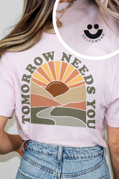 Tomorrow Needs You T-Shirt White Pale Pink Shirts Selfawear 