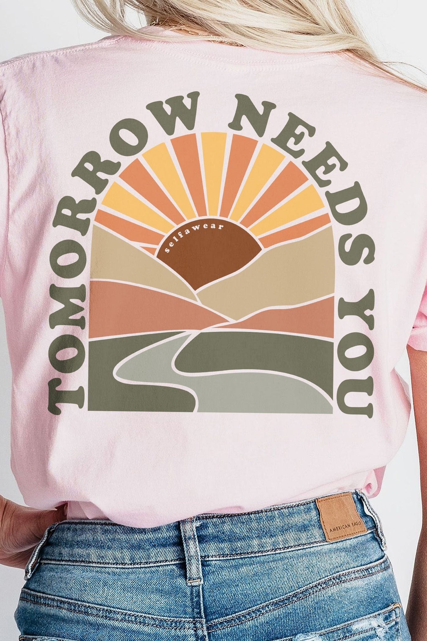 Tomorrow Needs You T-Shirt White Pale Pink Shirts Selfawear 