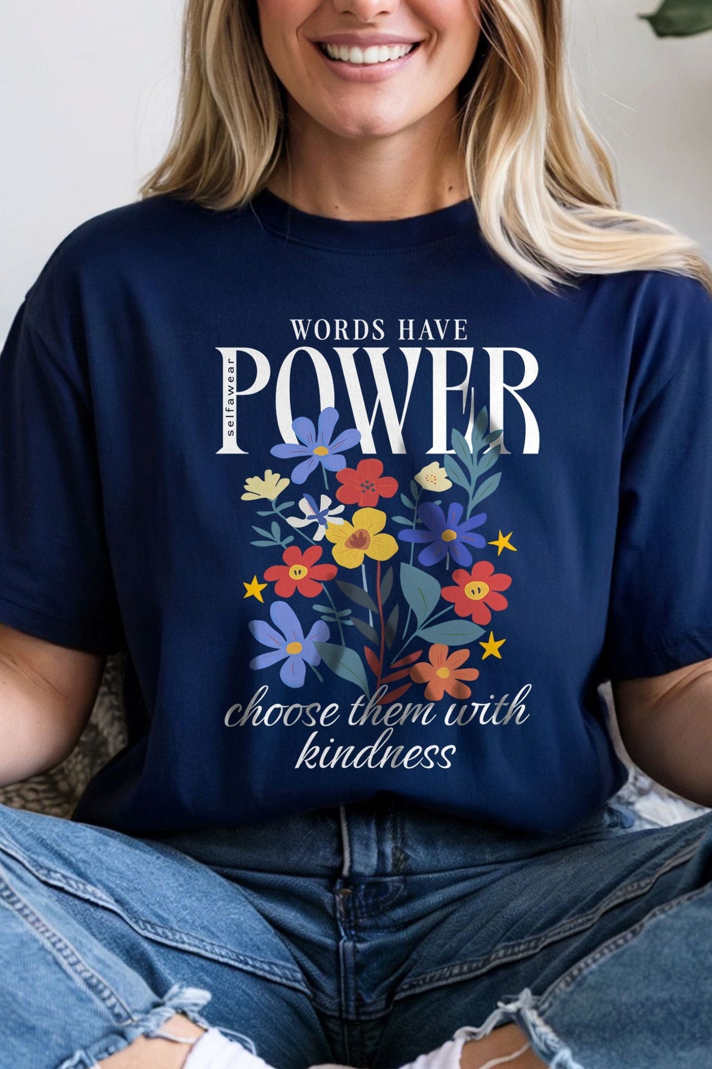 Words Have Power T-Shirt Navy Shirts Selfawear 