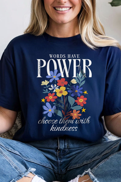 Words Have Power T-Shirt Navy Shirts Selfawear 
