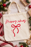 Xmas Bow Tote Bag Natural