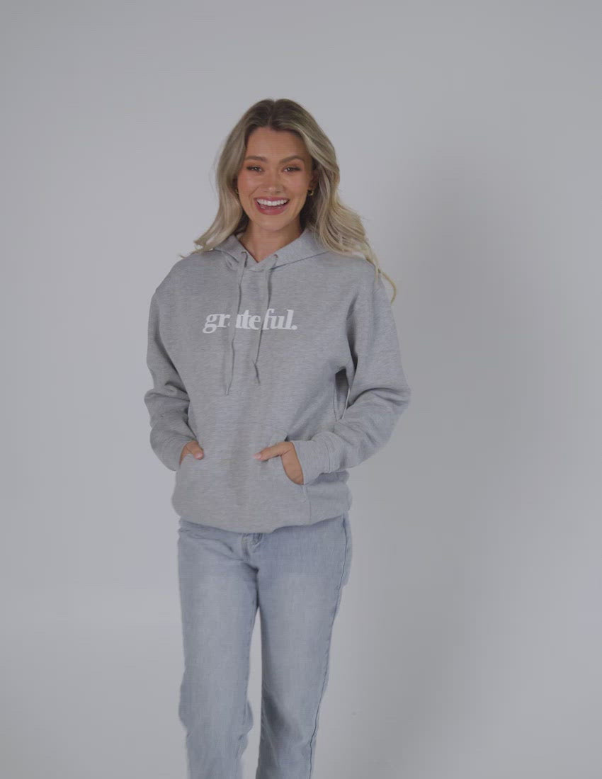 Grateful. Hoodie Grey Marle