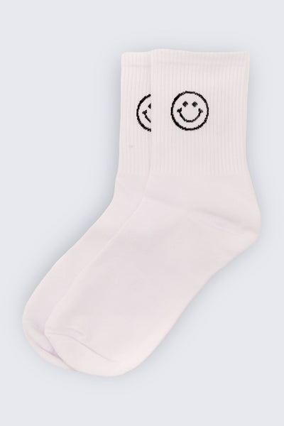 Be Happy Smiley Sock - White Selfawear 