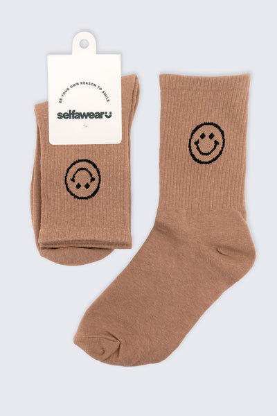 Be Happy Sock - Beige Socks Selfawear 