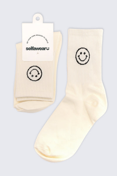 Be Happy Sock - Cream Socks Selfawear 