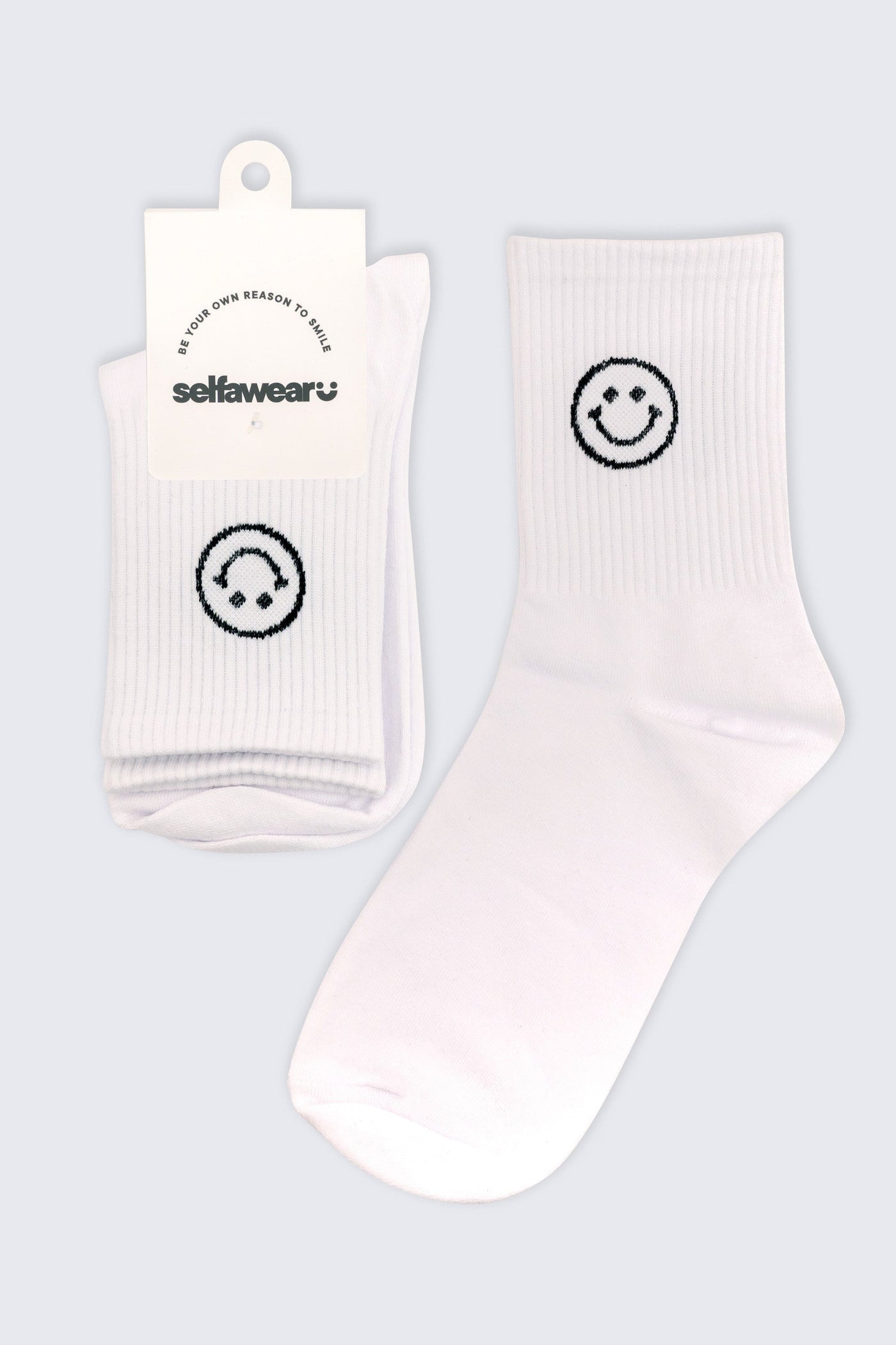 Be Happy Sock - White Socks Selfawear 