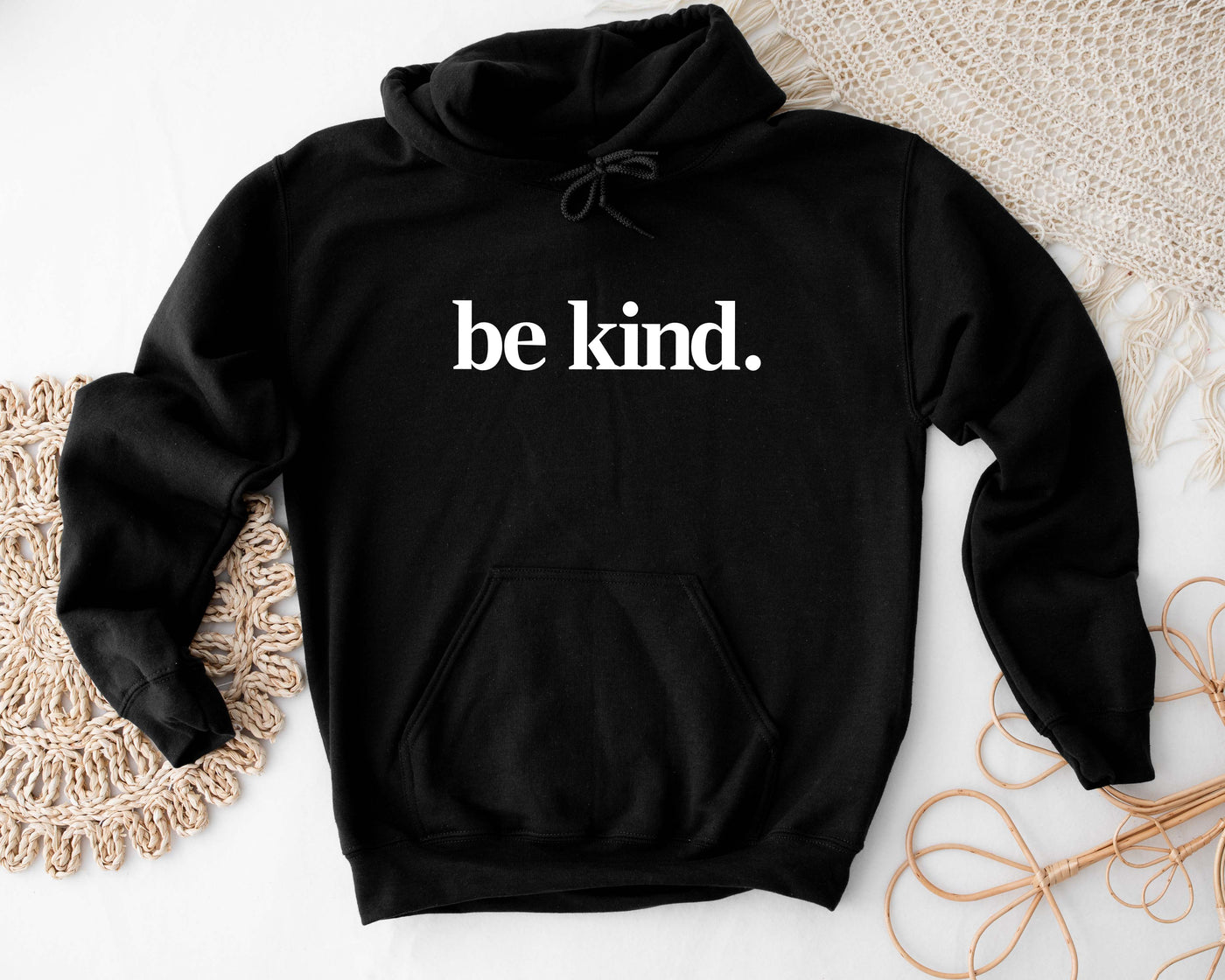 Be Kind. Hoodie Black Fleece Selfawear 