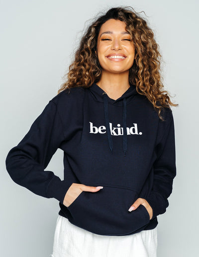 Be Kind. Hoodie Navy Fleece Selfawear 