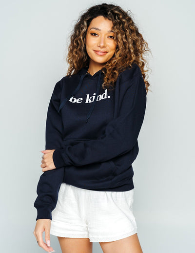 Be Kind. Hoodie Navy Fleece Selfawear 