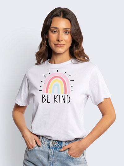 Be Kind Rainbow T-Shirt White Shirts Selfawear 