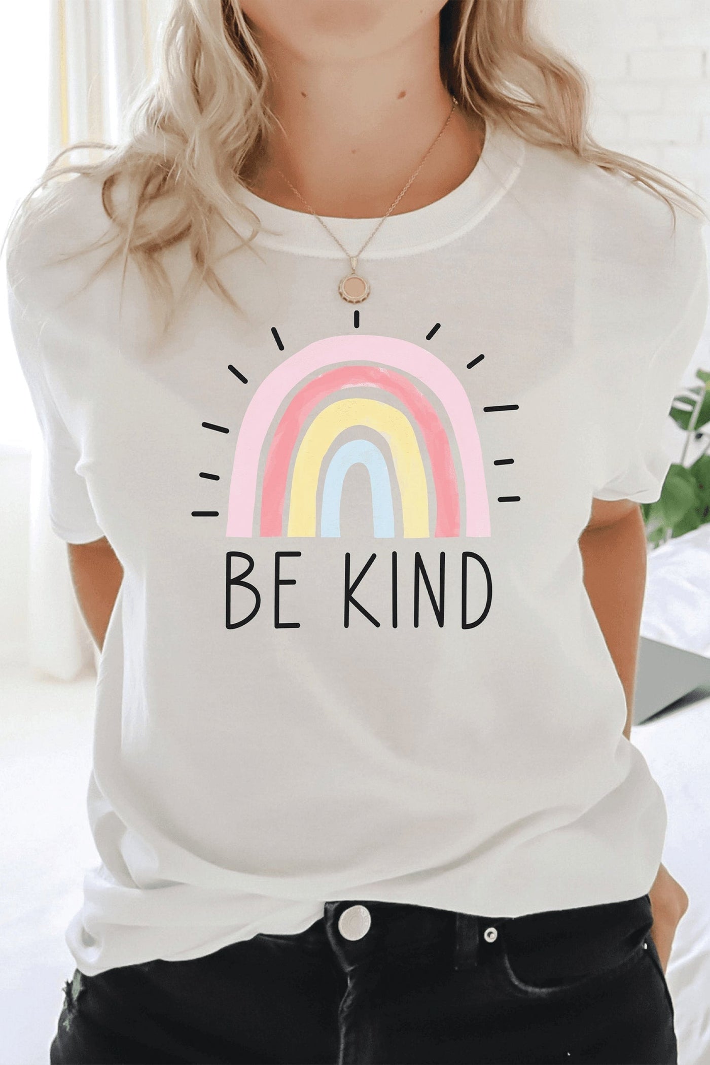Be Kind Rainbow T-Shirt White Shirts Selfawear 