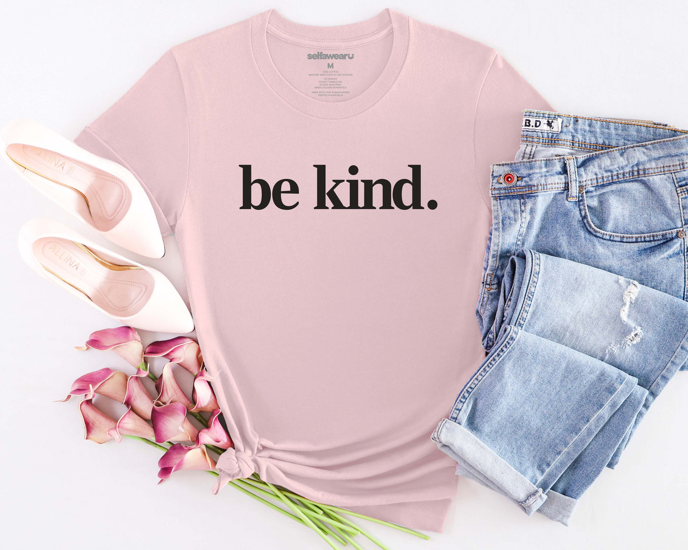 Be Kind. T-Shirt Pink Shirts Selfawear 