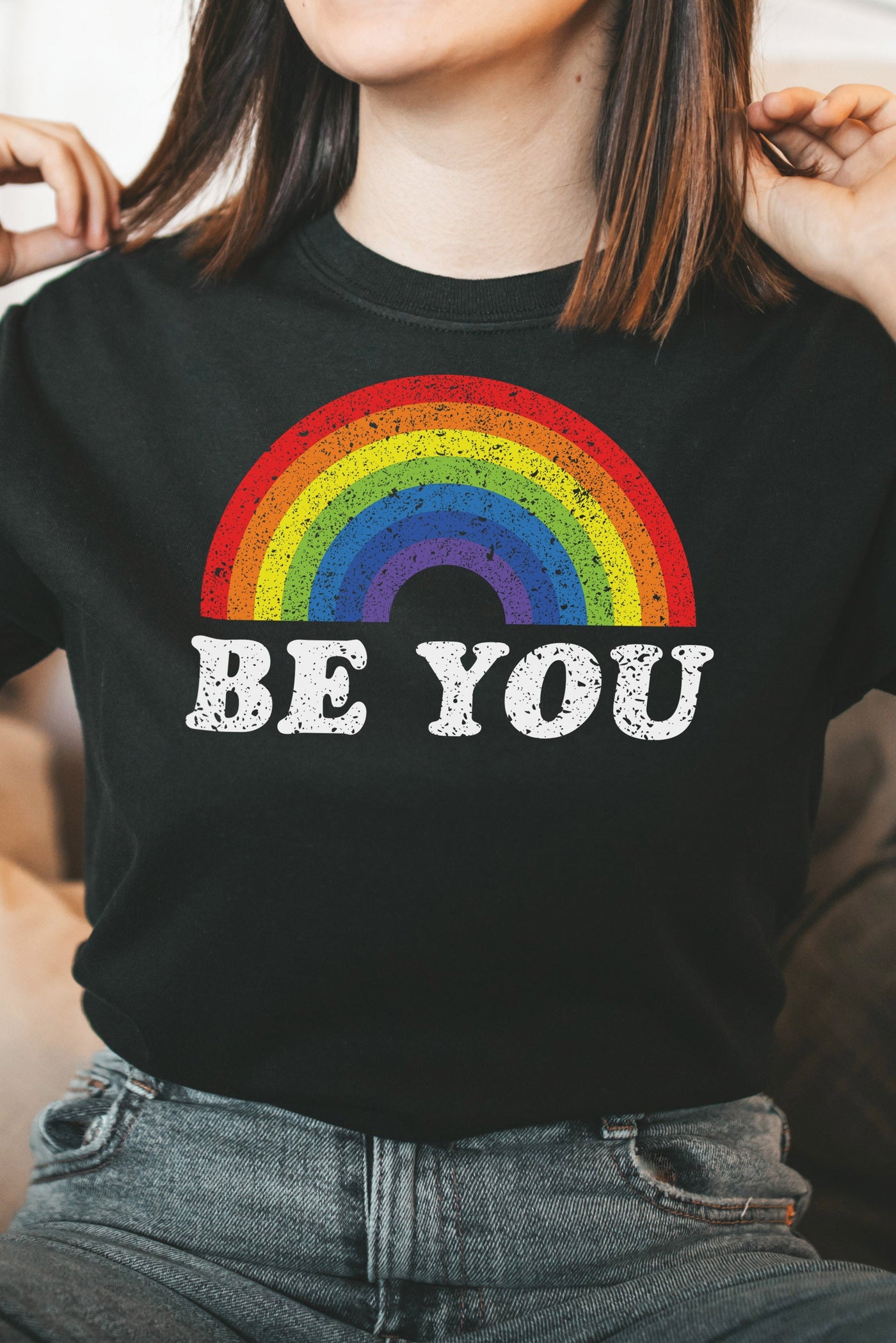 Be You Rainbow T-Shirt Black Shirts Selfawear 
