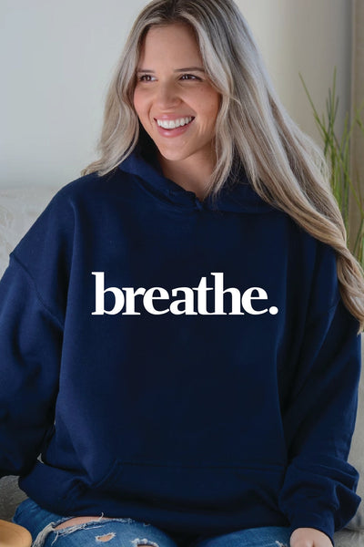 Breathe. Hoodie Navy Fleece Selfawear 