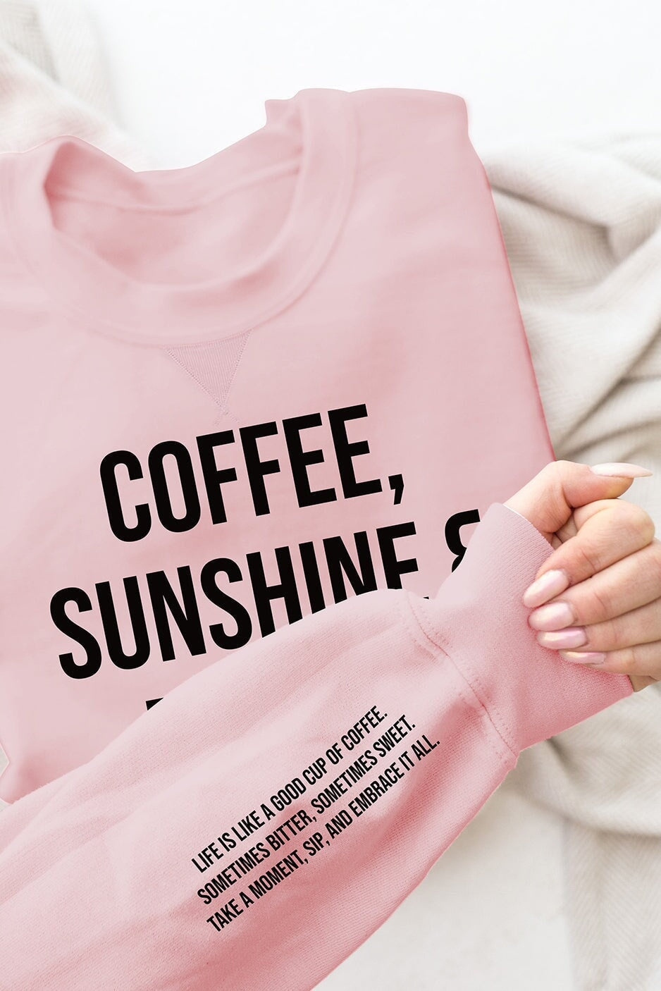 Coffee and Sunshine Note Sweatshirt Blush Sweatshirt Selfawear 