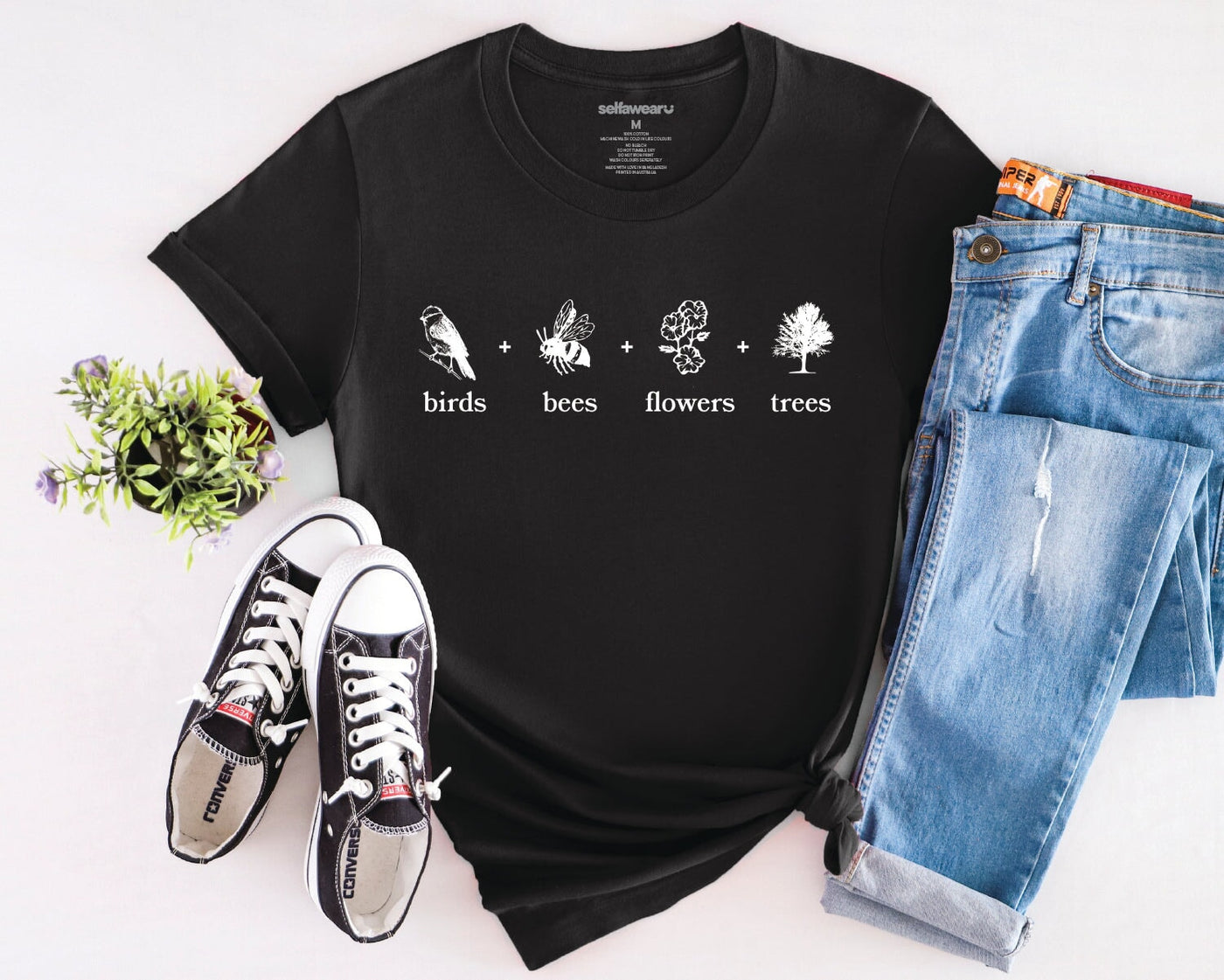 Flora and Fauna T-Shirt Black Shirts Selfawear 