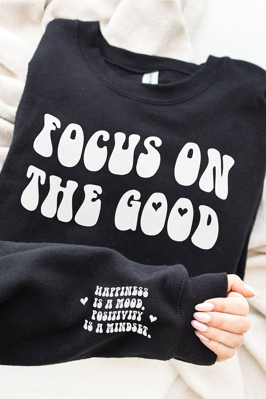 Focus On The Good Note Sweatshirt Black Sweatshirt Selfawear 