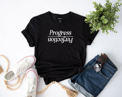 Progress Over Perfection T-Shirt Black Shirts Selfawear 