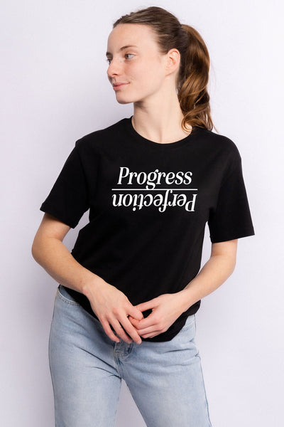 Progress Over Perfection T-Shirt Black Shirts Selfawear 