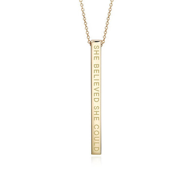 "She Believed She Could So She Did" Bar Necklace Bar Necklace Selfawear 