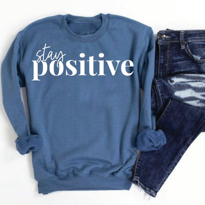 Stay Positive Note Sweatshirt Stone Blue Sweatshirt Selfawear 